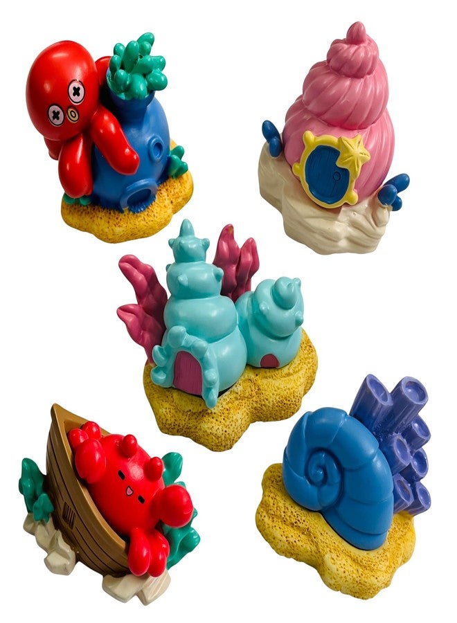 Krisah Underwater Miniature Houses Set, 5 Piece Resin Aquarium Decorations, Hand-Painted Coral Ornaments, 4-5 cm - Image 1